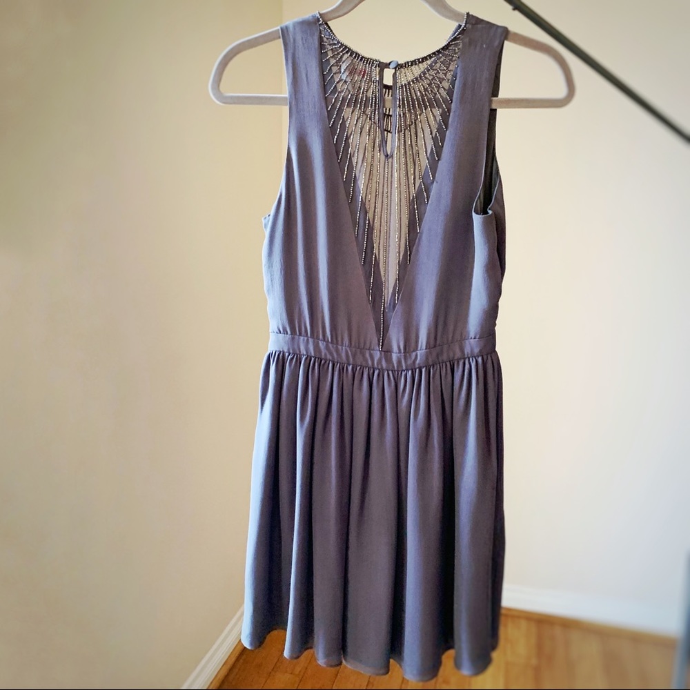 Parker Flare Beaded Mesh Dress nwot